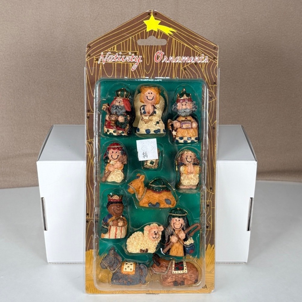 Kurt‎ S Adler 11 Piece Nativity Ornament Set Whimsical Resin Manger Scene H3900